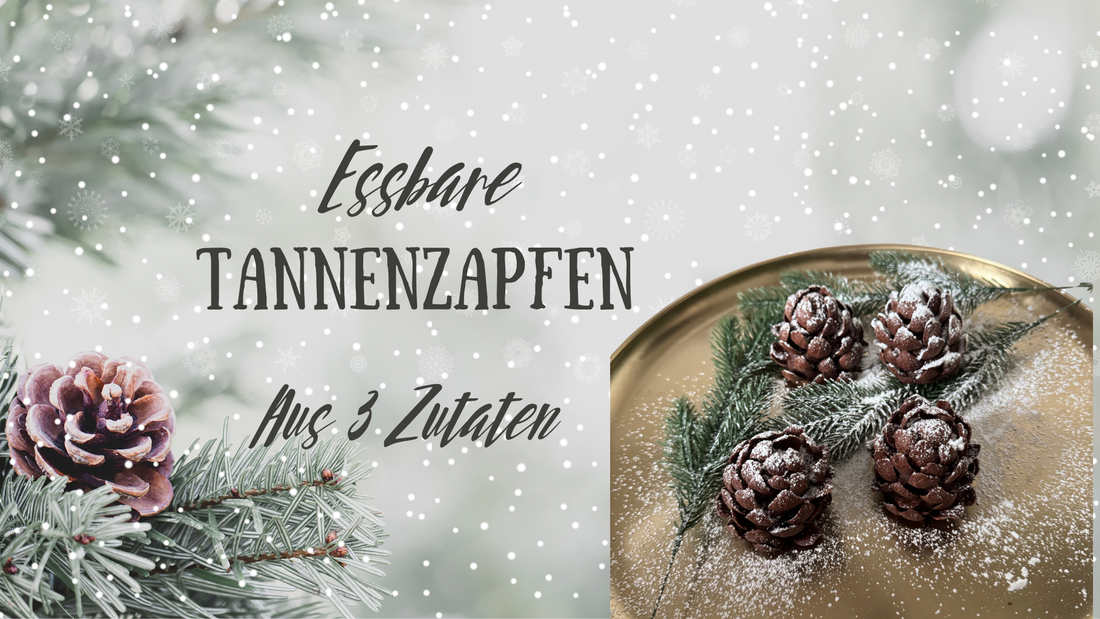 Essbare Tannenzapfen Rezept für Kinder: aus Schokokuchen geformt, mit Puderzucker bestäubt und ideal für Weihnachtszeit.