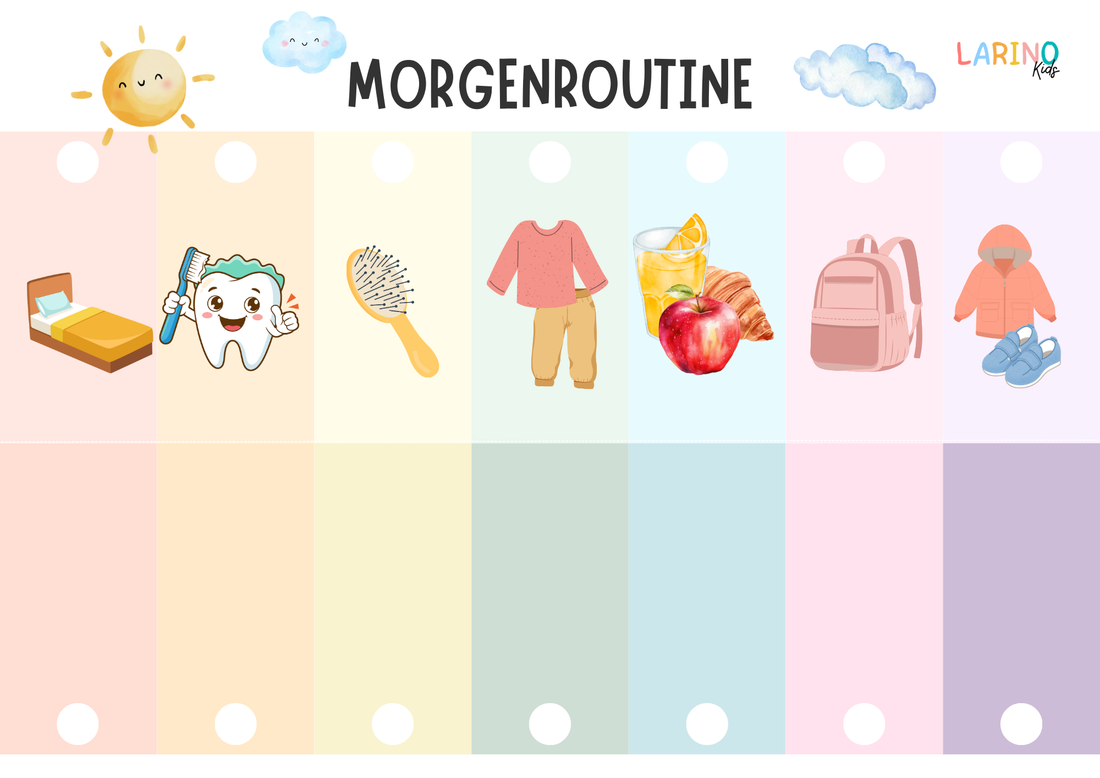 Kostenloser Morgen- und Abendroutine-Planer für Kinder zum Ausdrucken. Hilft beim Strukturieren des Familienalltags, fördert Routinen spielerisch und ist eine tolle Geschenkidee zu Weihnachten.